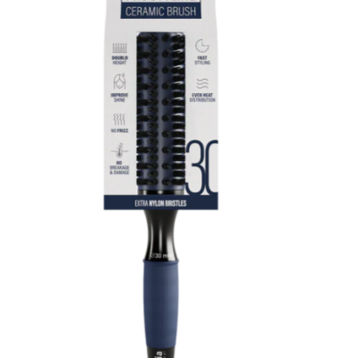 Escova de cabelo preta e azul Pro Styling Ceramic Brush da andreia professional em embalagem