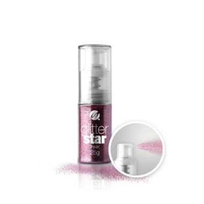 Frasco de spray com glitter rosa e texto glitter star PINK 25g
