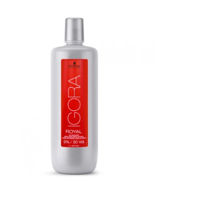 Frasco branco de IGORA ROYAL com rótulo vermelho