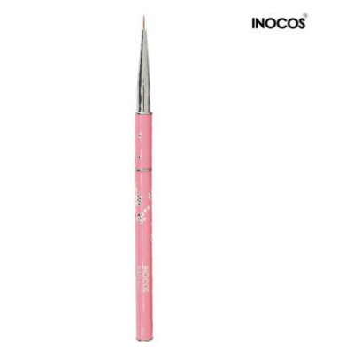 Pincel de unhas INOCOS com cabo rosa e cerdas finas