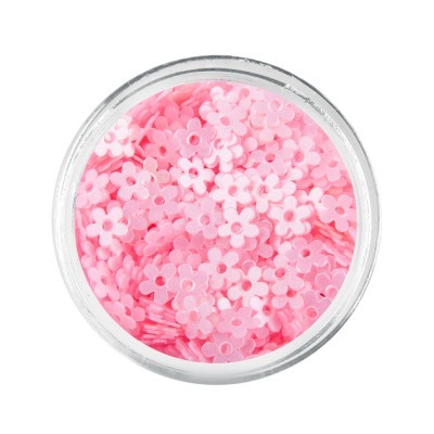 Pote transparente com lantejoulas flor rosa