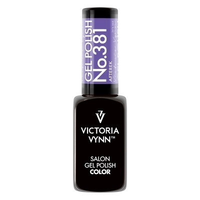 Esmalte em gel Victoria Vynn preto com tampa roxa contendo texto GEL POLISH No.381