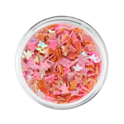 Pote com lantejoulas decorativas coloridas em forma de borboleta