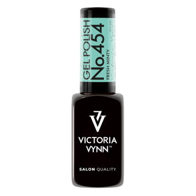 Frasco de verniz gel preto Victoria Vynn com tampa preta e rótulo azul claro