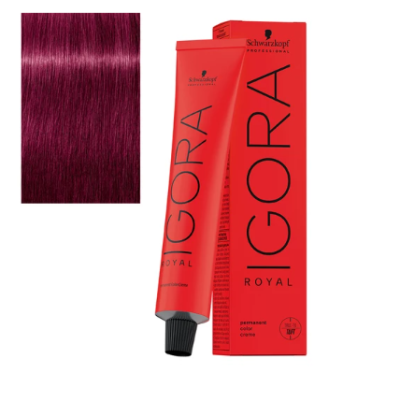 Tinta capilar Schwarzkopf IGORA ROYAL cor vinho com embalagem vermelha