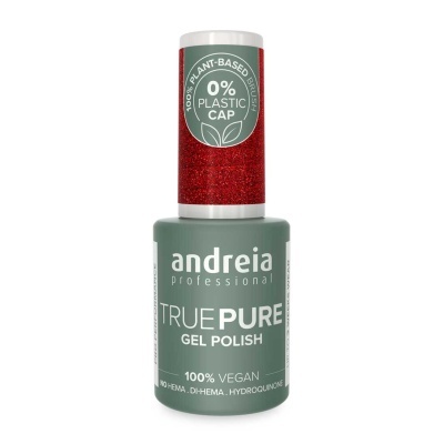 Frasco de verniz gel Andreia True Pure verde com tampa vermelha