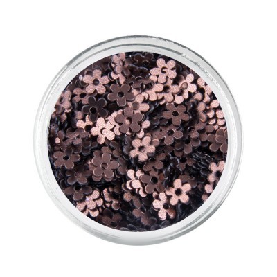 Pote com lantejoulas florais rosa metálico e pretas