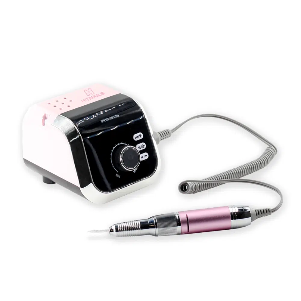 Pink Blossom Drill Máquina de manicure elétrica com painel de controlo e punho metálico cor-de-rosa