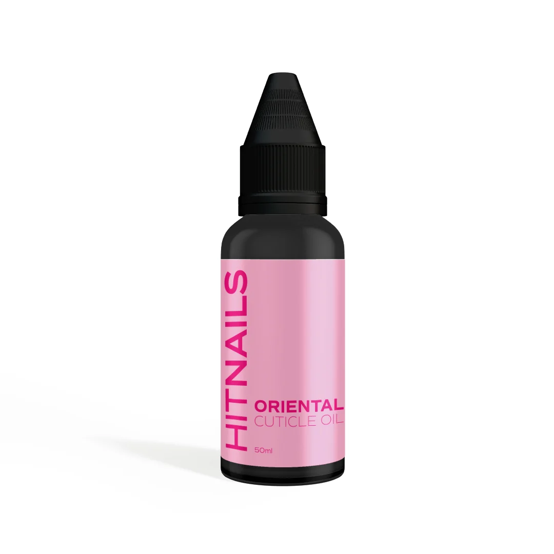 Oriental Cuticle Oil - Refill 50ml frasco de óleo para cutículas preto com rótulo rosa