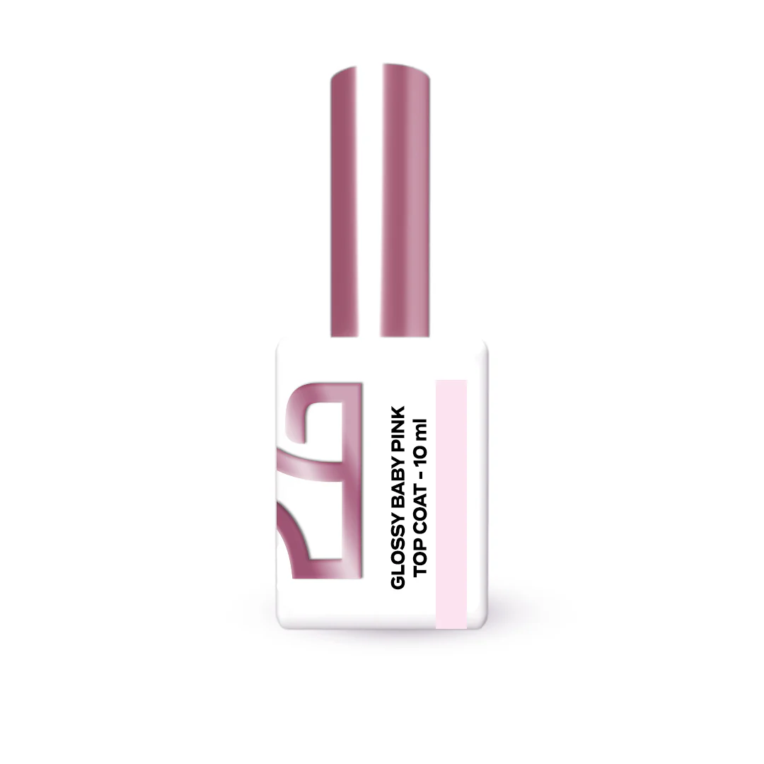Top Coat - Glossy Baby Pink 10ml Verniz de unhas com tampa rosa e texto GLOSSY BABY PINK TOP COAT - 10 ml
