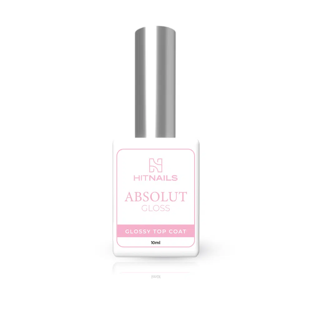 Absolut Gloss 10ml Frasco de verniz para unhas ABSOLUT GLOSS da HITNAILS com tampa prateada