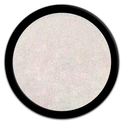 Produto redondo com superficie branca cintilante e moldura preta