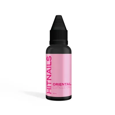 frasco de óleo para cutículas preto com rótulo rosa
