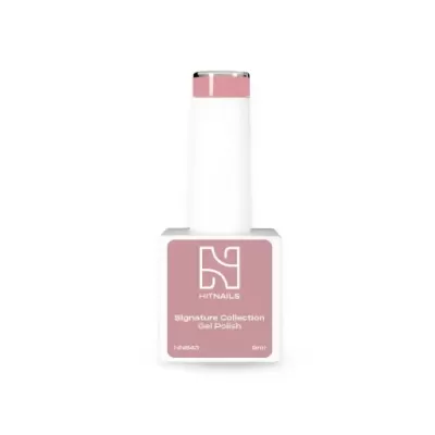 Frasco quadrado de verniz gel rosa HTNAILS com tampa branca e rosa