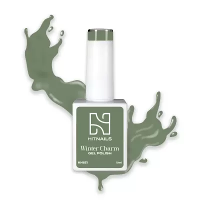 Esmalte gel verde HITNAILS Winter Charm em embalagem de vidro com tampa