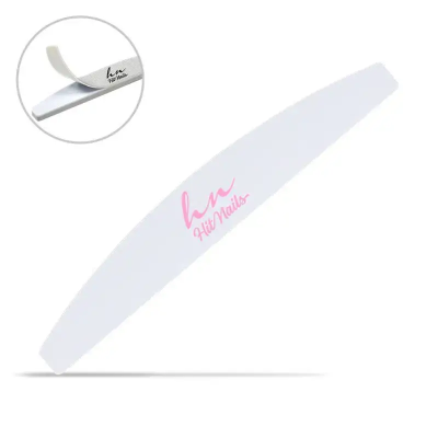 Lima de unhas branca com inscrição HiNails rosa