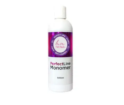 Frasco de plástico branco Perfect Line Monomer 500ml com etiqueta roxa e rosa