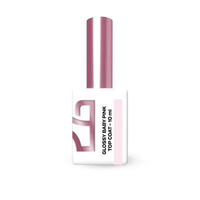 Verniz de unhas com tampa rosa e texto GLOSSY BABY PINK TOP COAT - 10 ml