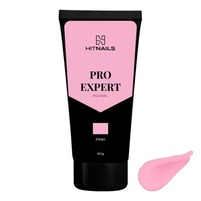 Bisnaga de gel rosa para unhas com rótulo preto e rosa