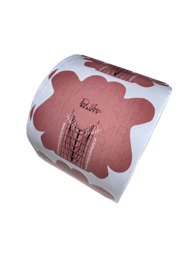 Rolo de etiquetas adesivas rosa escuro com texto preto 'Feel Your BEAUTY'