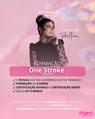 Promoção formação One Stroke Nail Art da Hitnails Seixal com foto da formadora Rita Nunes