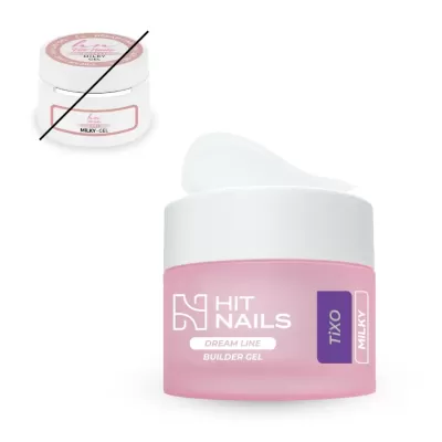 Frasco de gel construtor para unhas rosa e branco com rótulo