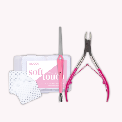 Conjunto de ferramentas para unhas com cortadores de cutículas, lima e lenços Soft Touch