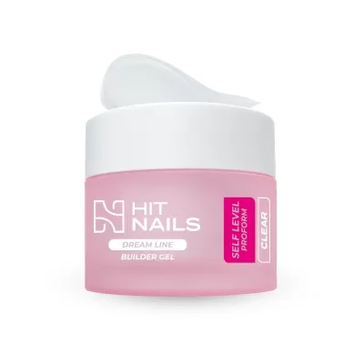 Frasco rosa e branco de gel construtor transparente para unhas HIT NAILS