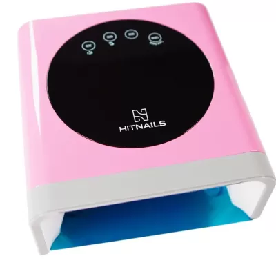 Lâmpada de curing para unhas rosa com base branca e interior azul HITNAILS