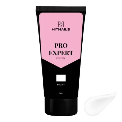 Tubo rosa e preto de polygel para unhas HITNAILS PRO EXPERT MILKY 60g