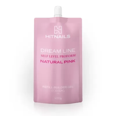 Embalagem rosa de gel para unhas com texto branco e rosa