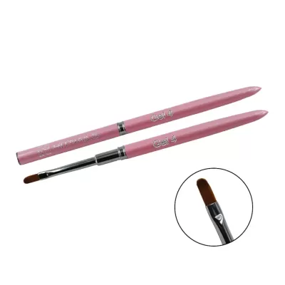 Conjunto de pincéis de maquilhagem rosa com cabo de madeira e cerdas castanhas