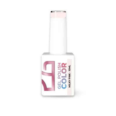 frasco branco de verniz gel cor rosa claro com tampa branca