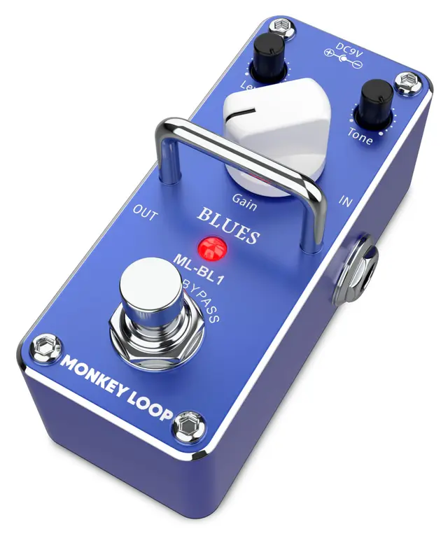 PEDAL GUITARRA Monkey Loop ML-BL1 Pedal Blues Driver Pedal de efeito para guitarra elétrico azul Monkey Loop