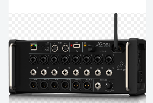 MESA DE SOM DIGITAL Behringer X AIR XR16 Mesa de mistura digital Behringer X AIR XR16 com múltiplas entradas e conexões e antena WiFi