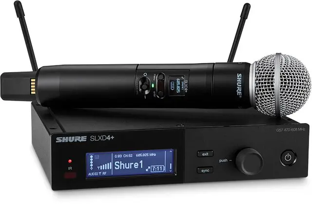 SHURE SLXD24+E/58-G65 Microfone sem fios Shure preto com ecrã digital e base com antenas