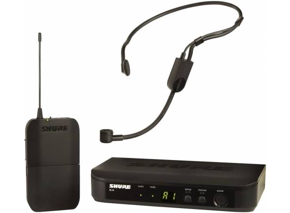 Shure Microfone BLX14E/P31 Conjunto de microfone sem fios Shure com transmissor, microfone de cabeça e receptor digital.