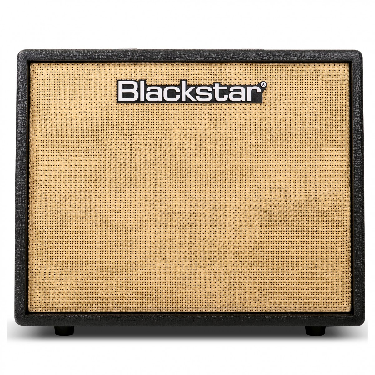 Blackstar Debut 50R Coluna de amplificador musical Blackstar preta com tecido bege e logótipo