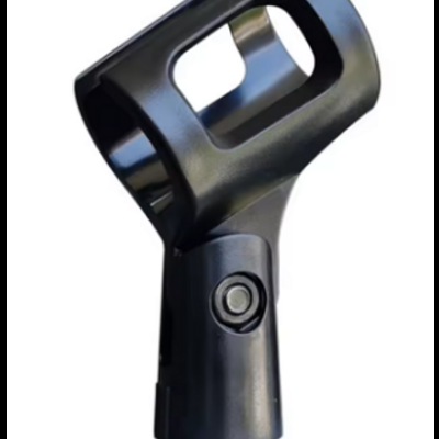 Suporte de microfone em plástico preto com parafuso de ajuste