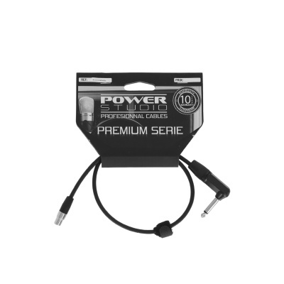 Cabo profissional Power Studio Premium Serie com ficha XLR fêmea e jack 6,35 mm em cartão preto