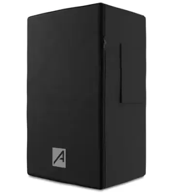 Caixa de proteção preta rectangular com bolso lateral e logo cinzento