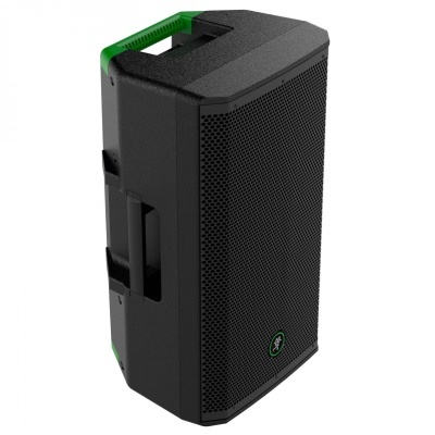 Coluna de som preta com detalhes verdes