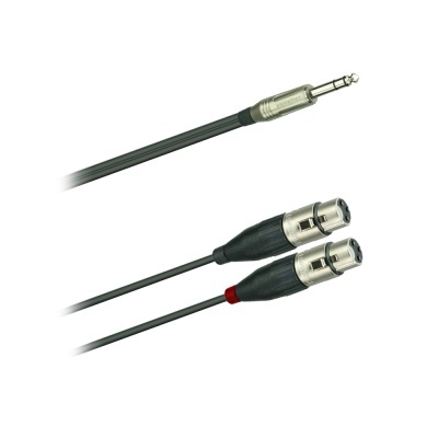 Cabo áudio com jack 6,3 mm e dois conectores XLR femininos