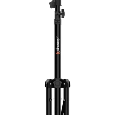 Suporte de partitura musical preto em metal com base tripé dobrável