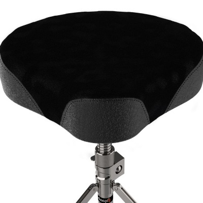 Banco redondo preto com suporte metálico ajustável