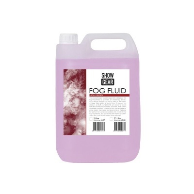 Recipiente plastico rosa com rotulo SHOW GEAR FOG FLUID
