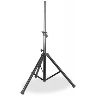 Tripé metálico preto com pernas ajustáveis