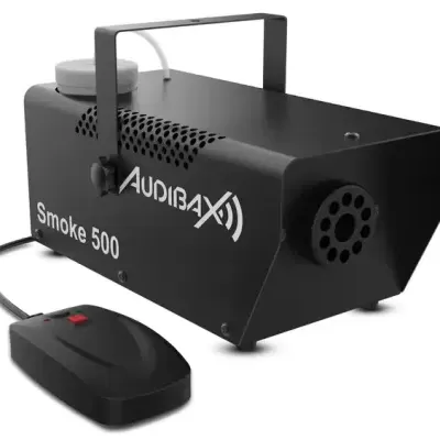 Máquina de fumo preta AUDIBAX Smoke 500 com botão de controlo e pega superior