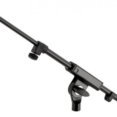 Suporte de microfone ajustável preto com manípula e botão