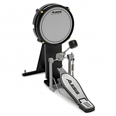 Pedal para caixa de bateria eletrónica ALESIS, estrutura preta e pedal metálico prateado com logótipo